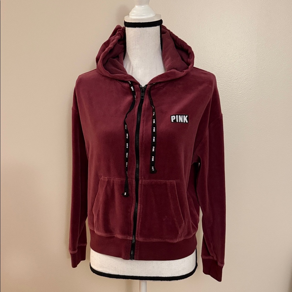 PINK Victoria's Secret Women's Maroon Hoodie Jacket